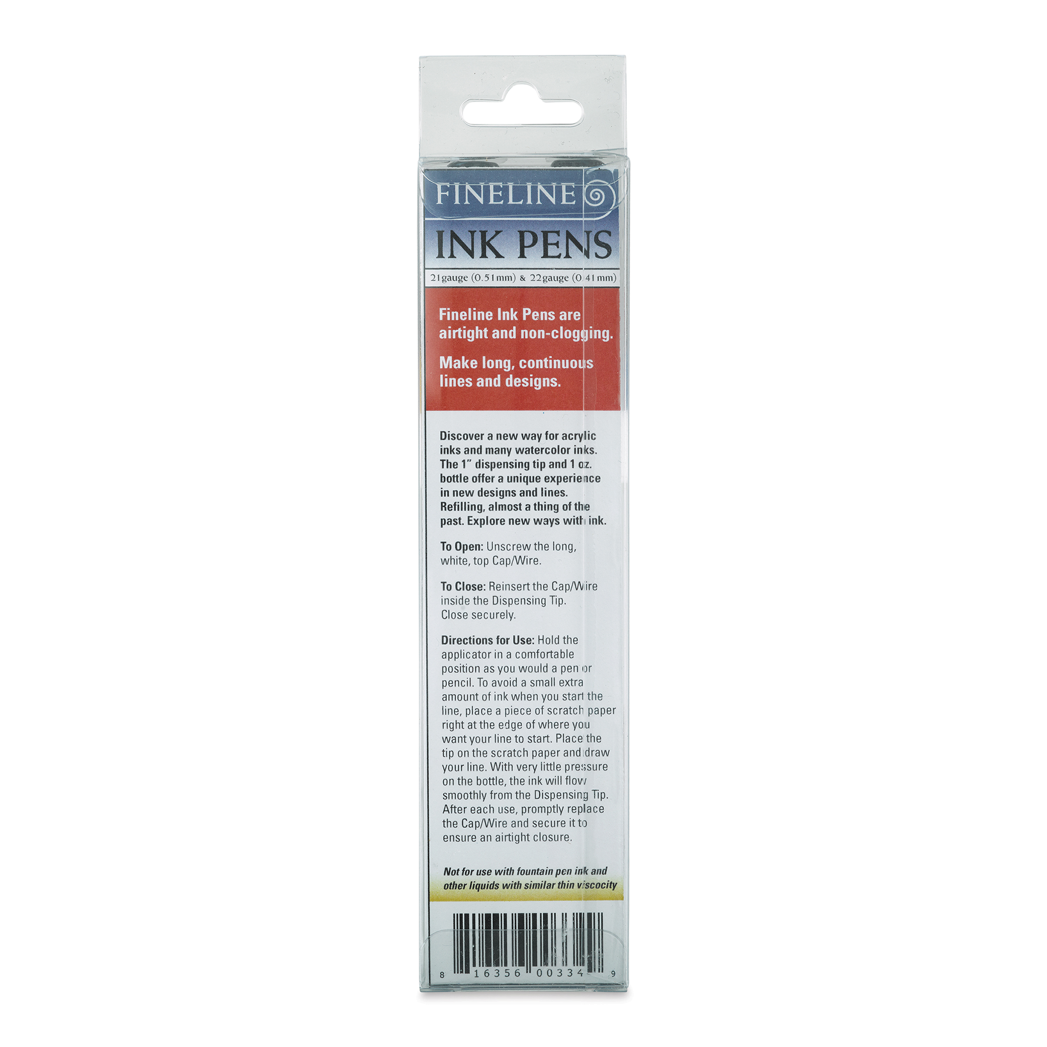 Fineline Empty Applicator Ink Pens, Pkg of 2 - 21 and 22 ga