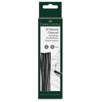 Open in modal - Faber-Castell Pitt Natural Willow Charcoal - Front of package of Set of 20, 3-6 mm 