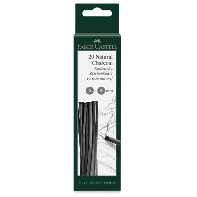 Faber-Castell Pitt Natural Willow Charcoal - Set of 20, 3-6 mm (front of package)
