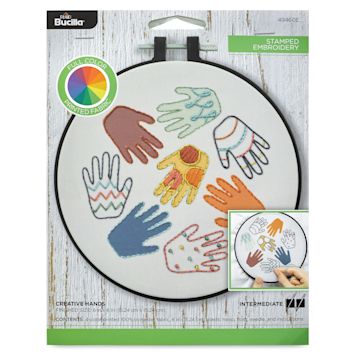 Open in modal - Bucilla Full Color Fabric Stamped Embroidery Kit - Creative Hands front of packaging