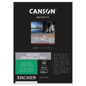 Canson Infinity Arches Aquarelle Rag Inkjet Fine Art and Photo Paper - 5" x 7", 310 gsm, Package of 25