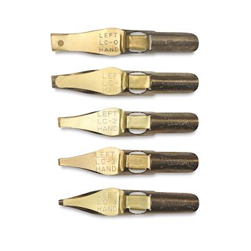 Open in modal - Speedball Broad Edge C-Series Flat Calligraphy Nibs - LC, Assorted Sizes, Left-Handed, Set of 5