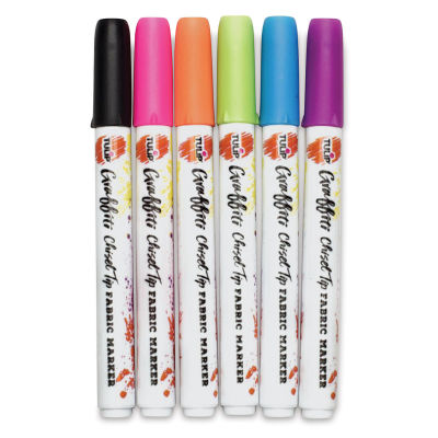 Tulip Graffiti Chisel Tip Fabric Markers - Neon, Set of 6 (Out of packaging)