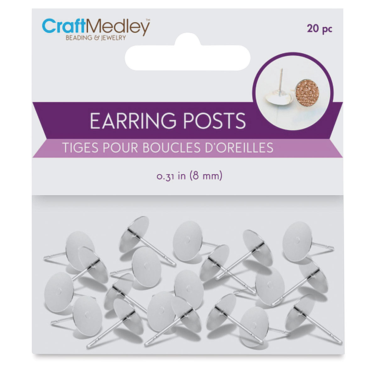 Craft Medley Flatback Earring Stoppers - Clear, 5 mm, Pkg of 200