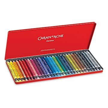 Open in modal - Caran d'Ache Neocolor II Aquarelle Artists' Pastel Set - Assorted Colors, Set of 30. Package open.