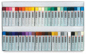 Sakura Cray-Pas Specialist Oil Pastels Sets - Top view of Set of 50 in open storage trays