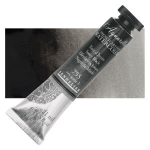 Sennelier French Artists' Watercolor - Ivory Black, 21 ml, Tube with Swatch