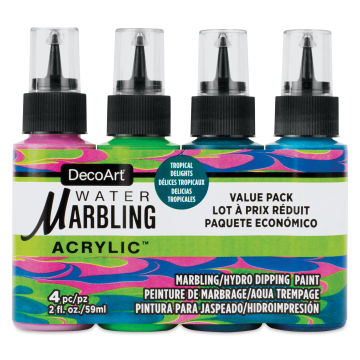 DecoArt Water Marbling Acrylic Paint - Tropical Delights, Set of 4, 2 oz