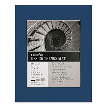Open in modal - Crescent Pre-Cut Mat - Bottle Blue, 11" x 14" (7-1/2" x 9-1/2" Opening)