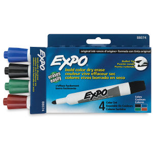 Bullet Tip Dry Erase Markers, Set of 4