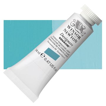 Open in modal - Winsor & Newton Designers Gouache - Cobalt Turquoise Light, 14 ml tube and swatch