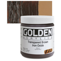 Golden Heavy Body Artist Acrylics - Transparent Brown Iron Oxide, 8 oz Jar