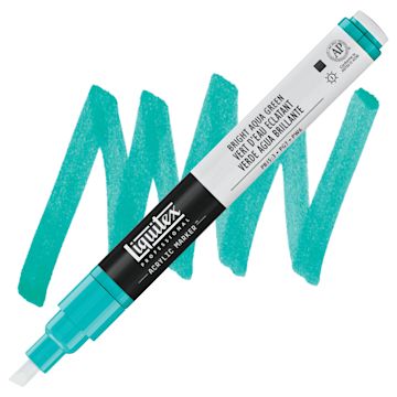 Open in modal - Liquitex Paint Marker - Bright Aqua Green, 2 mm Tip marker and swatch