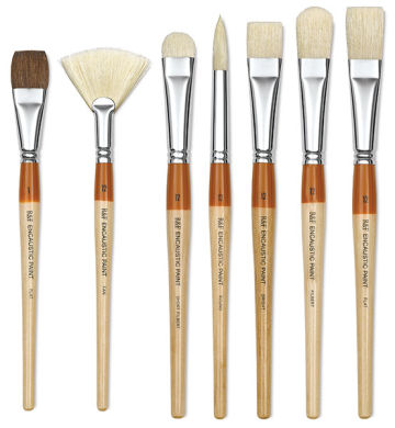R&F Encaustic Brushes - 7 different brushes shown upright