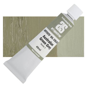 Open in modal - Art Spectrum Artists' Oil Paint - Australian Green Grey, 40 ml tube and swatch