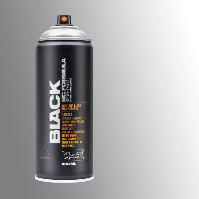 Montana Black Spray Paint - Silverchrome, 400 ml can with swatch