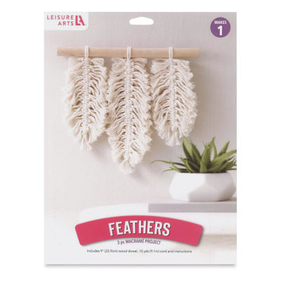 Leisure Arts Macramé Feather Kit (Front of packaging)
