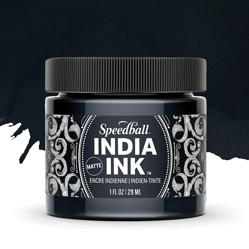 Speedball India Ink - Matte Black Velvet, 1 oz | BLICK Art Materials