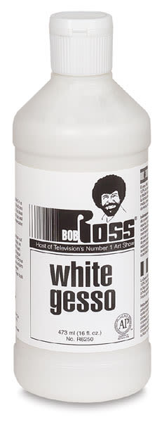 Bob Ross Gessos - Front view of 16 oz bottle of White Gesso
