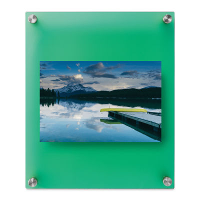 Wexel Art Double Panel Jewel Tone Acrylic Frame - Emerald Frost with Silver Hardware, 10" x 12" (Front view)