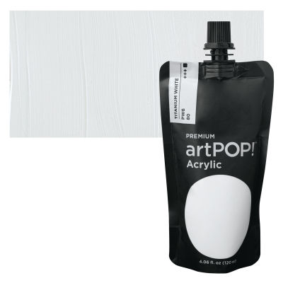 artPOP! Heavy Body Acrylic Paints - Titanium White, 120 ml Pouch with swatch