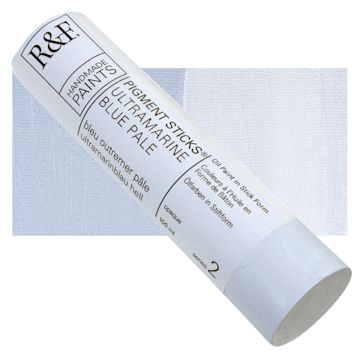 Open in modal - R&F Pigment Stick - Ultramarine Blue Pale, 100 ml stick and swatch