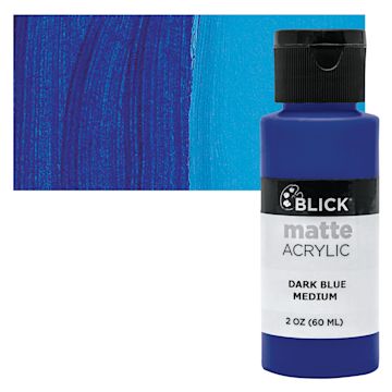 Open in modal - Blick Matte Acrylic - Dark Blue Medium, 2 oz bottle and swatch