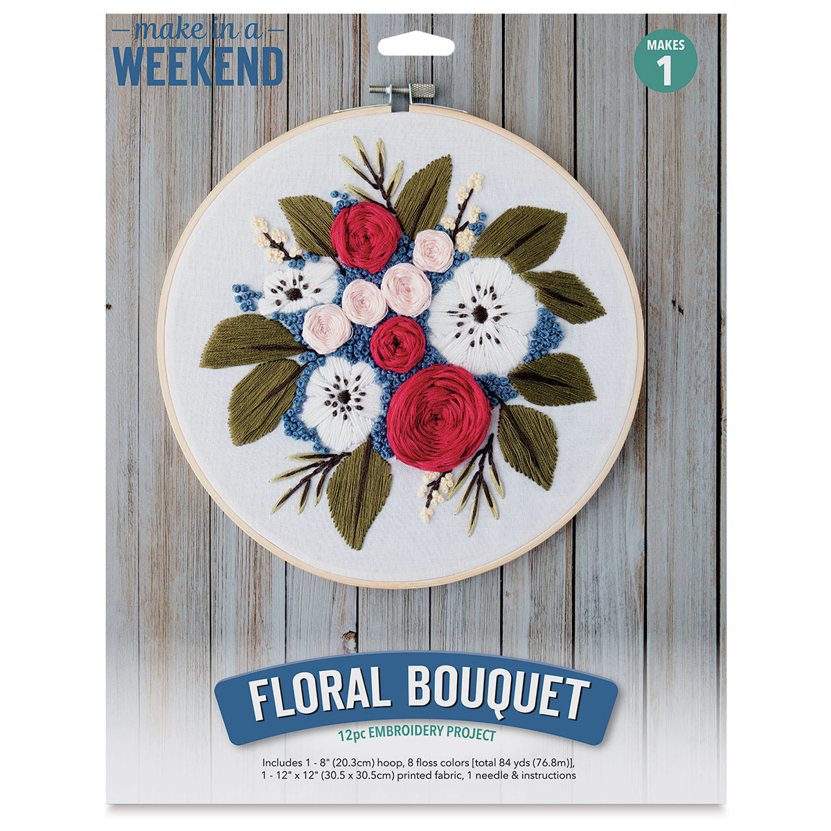 Leisure Arts Kit Weekend Embr 8 Floral Bouquet