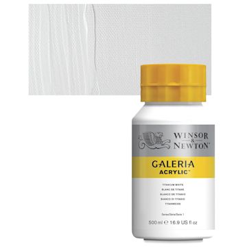 Open in modal - Winsor & Newton Galeria Flow Acrylic - Titanium White, 500 ml tube and swatch