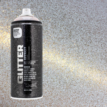 Montana Glitter Effect Spray Paint - Glitter Dusty Gold Spray can with swatch
