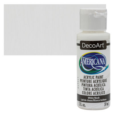 DecoArt Americana Acrylic Paint - White Wash, 2 oz, Swatch with bottle