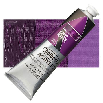 Open in modal - Holbein Heavy Body Artist Acrylic Paint - Mauve, 60 ml tube and swatch