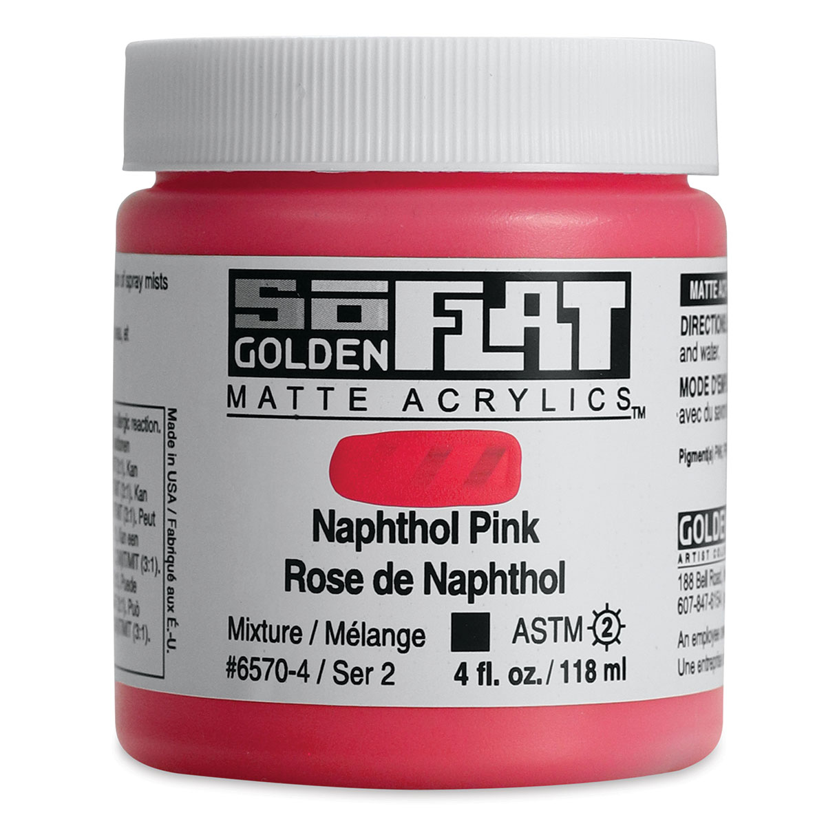 Golden SoFlat Matte Acrylic 4 oz Naphthol Pink