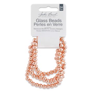 Open in modal - John Bead Metalized Glass Beads - 24" Copper 6 mm Strand in Hanging package