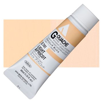 Open in modal - Holbein Acrylic Gouache - Light Apricot, 40 ml tube and swatch