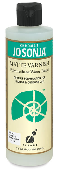 Chroma's Jo Sonja Water Based Polyurethane Varnish - Front of Matte Finish bottle