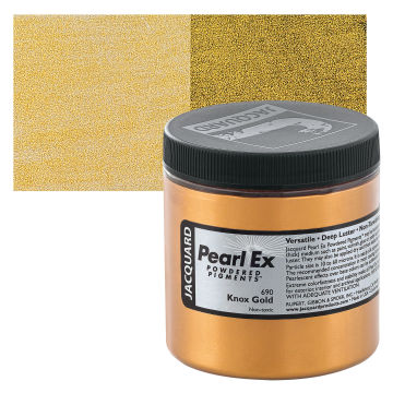 Jacquard Pearl-Ex Pigment - 4 oz, Solar Gold, Jar with Swatch