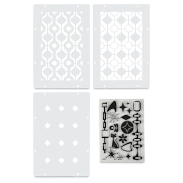 Open in modal - Sizzix Studio Stamp and Stencil Set - Retro