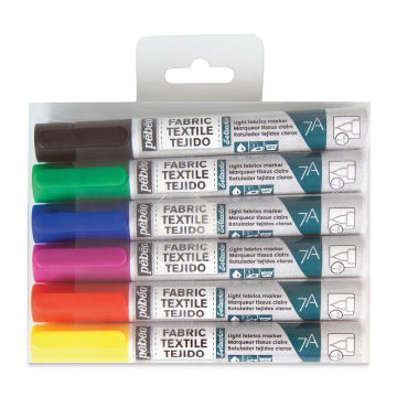 Pebeo 7A Light Fabric Brush Markers - Set of 6, Classic Colors, 1 mm (In packaging)