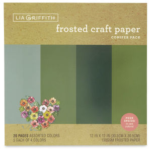 Lia Griffith Frosted Craft Paper - Conifer, 12" X 12", 20 Sheets, 130 gsm