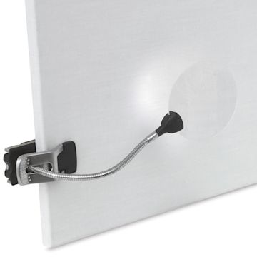 Open in modal - Daylight LED Flexilens Lamp - Angled view of Canvas with lamp and magnifier attached
