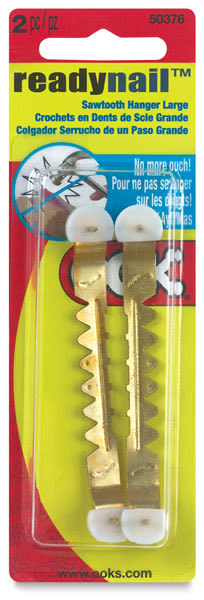Ook ReadyNail Sawtooth Hangers - Front of blister package of 2 pc Large Hangers