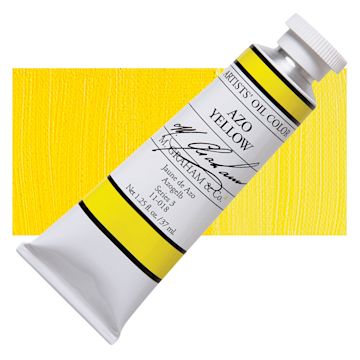 Open in modal - M. Graham Artists' Oil Color - Azo Yellow, 37 ml tube and swatch