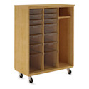 Diversified Spaces Mobile Tote and More Storage Cabinet - Oak with Clear Totes