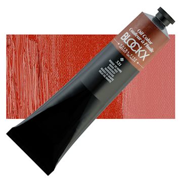 Open in modal - Blockx Artist Oil Color - Mars Red, 200 ml tube and swatch