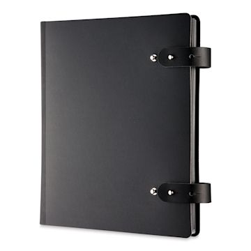 Open in modal - Prat Leather Spiral Presentation Book - 8 1/2" x 11", Double Tab Closure, Black, Landscape