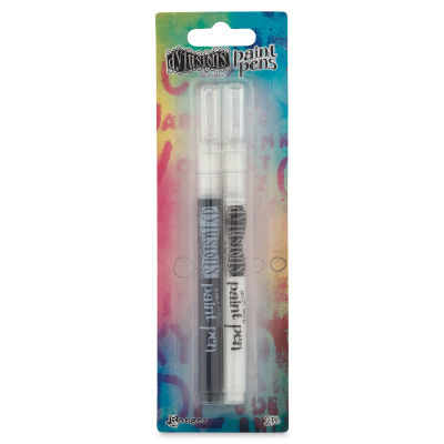 Ranger Dylusions Paint Pens - Front of blister package of Black and White pens
