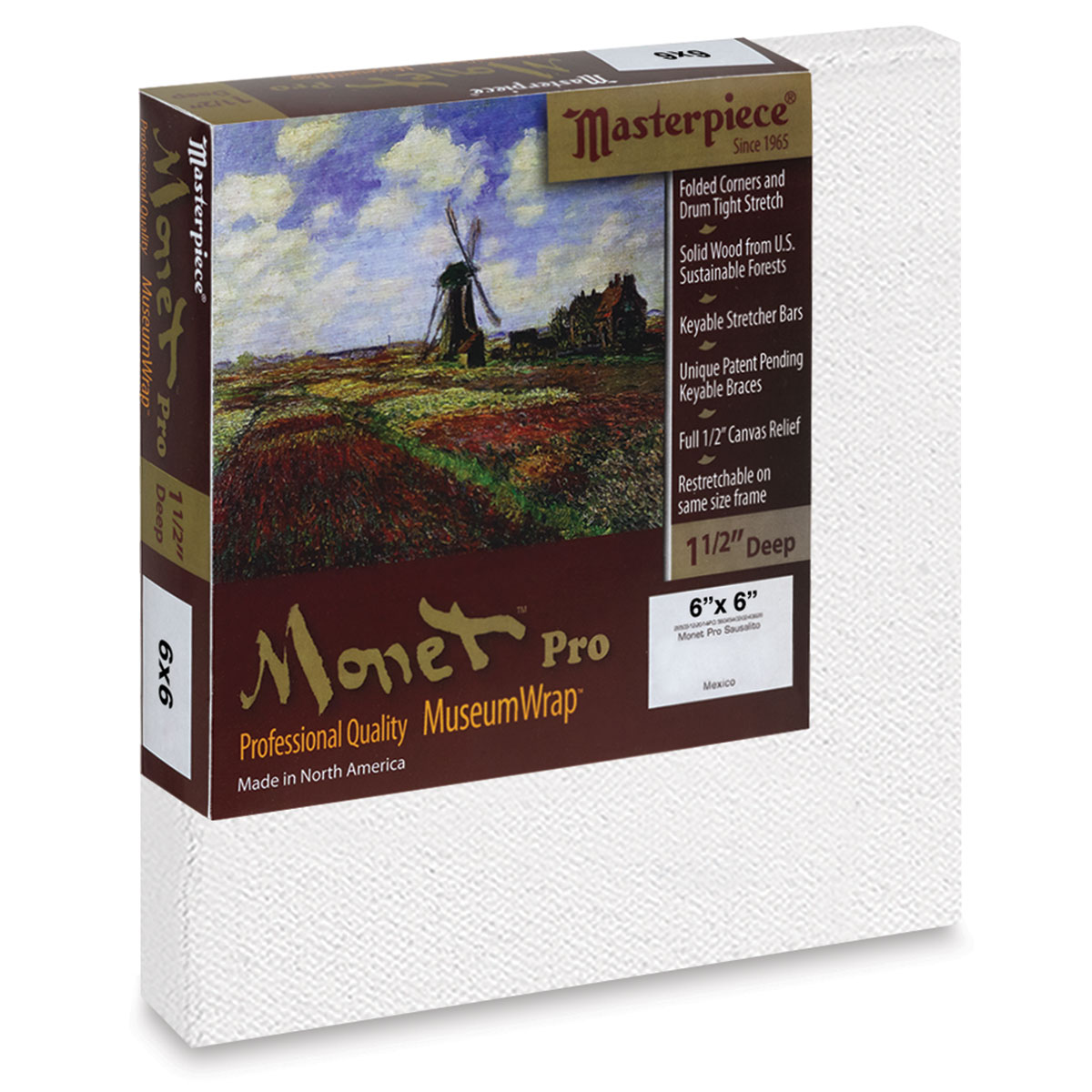 Masterpiece Monet Pro Sausalito Cotton Canvas - 6' x 6', Acrylic-Primed