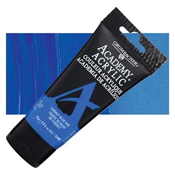 Open in modal - Grumbacher Academy Acrylic - Cobalt Blue Hue, 75 ml tube and swatch
