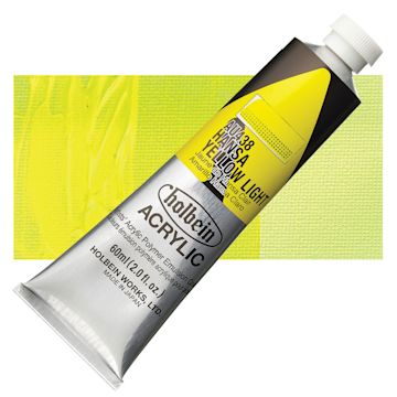 Open in modal - Holbein Heavy Body Artist Acrylic Paint - Hansa Yellow Light, 60 ml tube and swatch